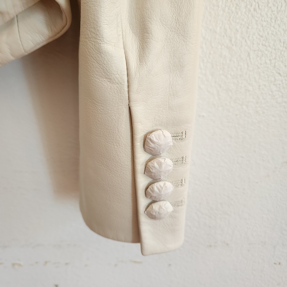 Veronica Beard Genuine Leather Dickie Jacket 4 Bone Chic Neutral Quiet Luxury - Picture 6 of 16